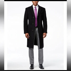 Lauren Ralph Lauren Mens Black Cashmere Blend Long Coat in Black  46 long luxury